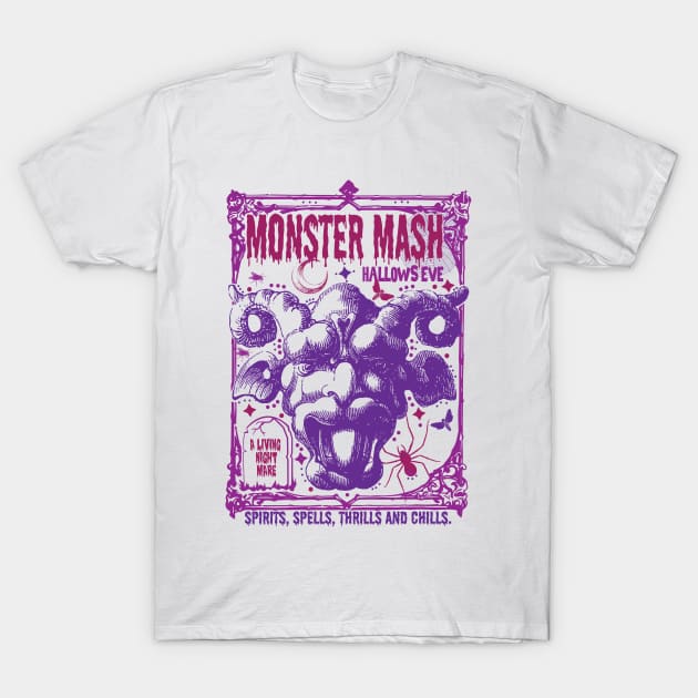 Monster Mash Halloween Creepy Vintage Poster Style T-Shirt by BasicBeach